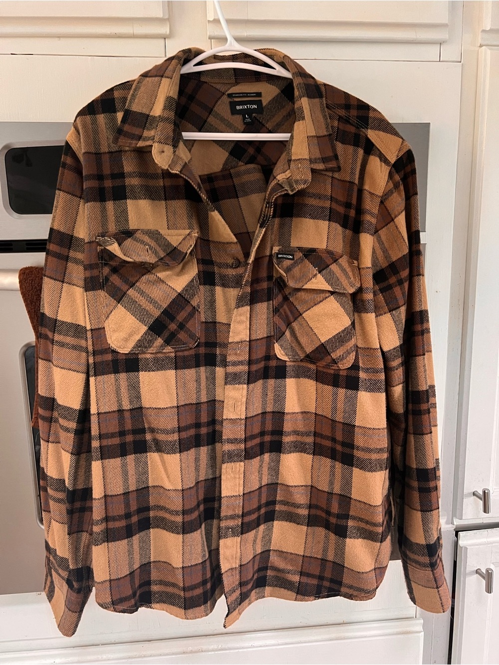 Brixton Tan and Black Plaid Shirt Jacket